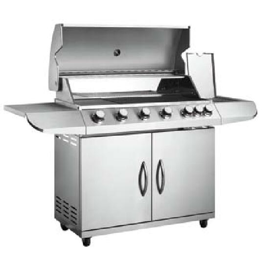 6 main burner and 1 side burner gas grill barbecue